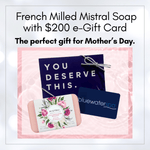 Gift Cards-$200 E-Gift Card with Luxury Mistral Soap-Blue Water Spa